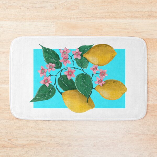 Item preview, Hand‑Painted Gouache Lemon Illustration on Turquoise designed and sold by NoemiMarozsan.