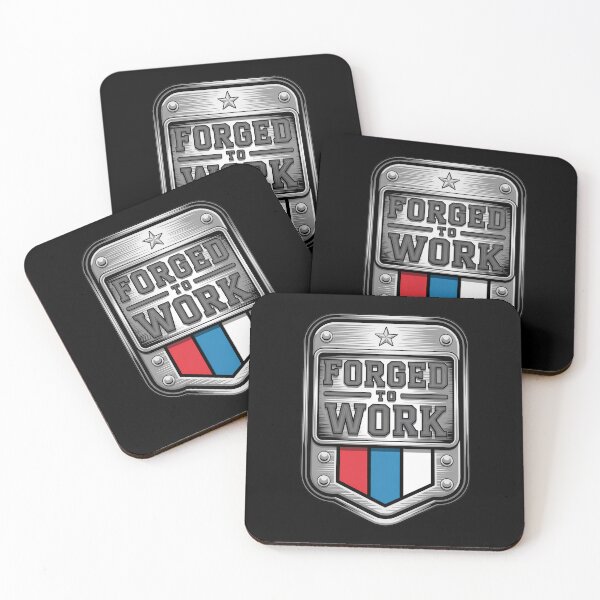 Item preview, Forged to Work – Chrome‑Edged Industrial Metal Badge designed and sold by OldGloryForge.