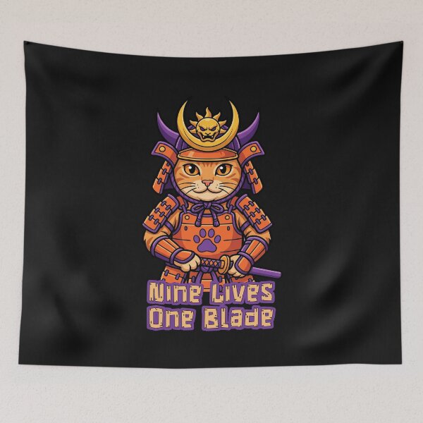 Item preview, Nine Lives One Blade Samurai Cat designed and sold by AwesomeBeyondLimits.