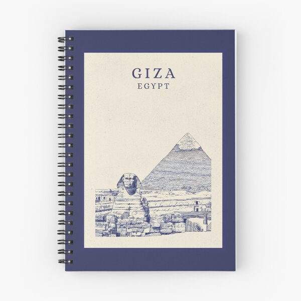Artikelvorschau, Gizeh, Ägypten: Große Sphinx und Pyramide – Vintage-Strichzeichnung entworfen und verkauft von Sorcend.