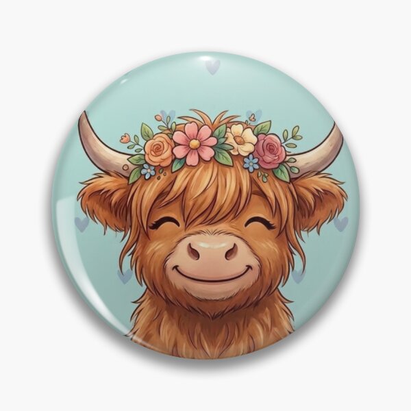Item preview, Cute Highland Cow with Flower Crown designed and sold by AvocadoAlley.