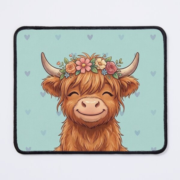 Item preview, Cute Highland Cow with Flower Crown designed and sold by AvocadoAlley.