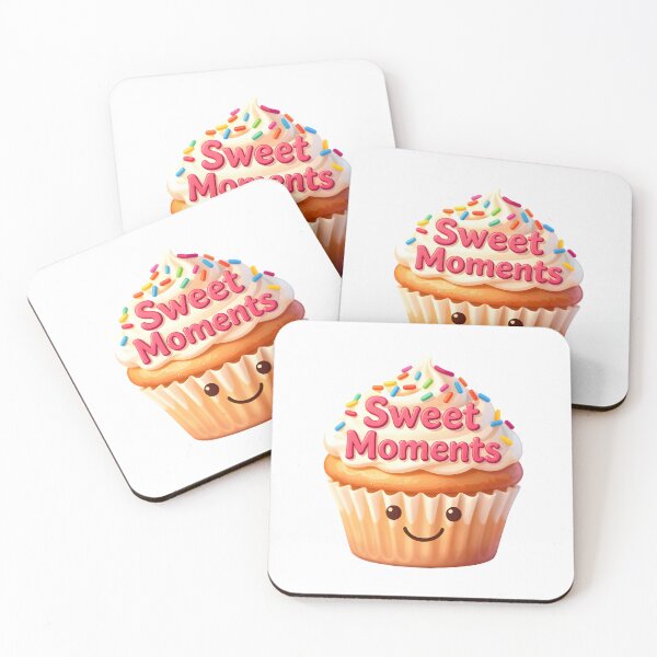 Item preview, A smiling cupcake topped with sprinkles and the words “Sweet Moments” designed and sold by Beleza e Estilo.