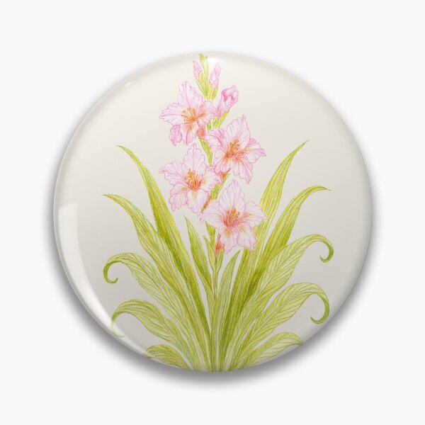 Item preview, Blossom of Quiet Grace – Pink Gladiolus Botanical Illustration - Antique Linen Base designed and sold by Piret Victoria Ribas.