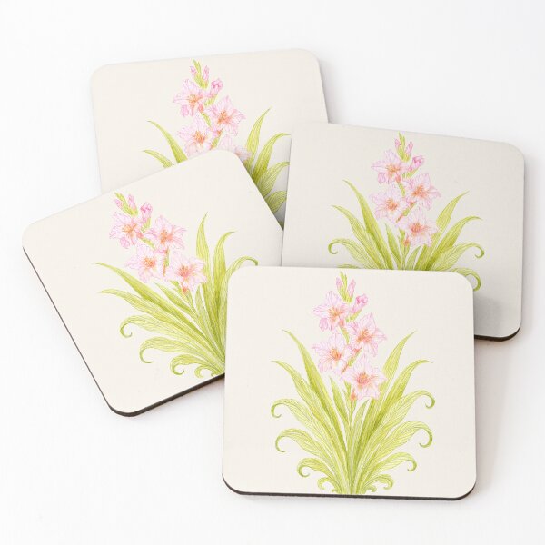 Item preview, Blossom of Quiet Grace – Pink Gladiolus Botanical Illustration - Antique Linen Base designed and sold by Piret Victoria Ribas.