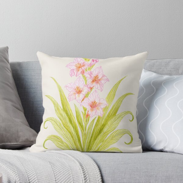 Item preview, Blossom of Quiet Grace – Pink Gladiolus Botanical Illustration - Antique Linen Base designed and sold by Piret Victoria Ribas.