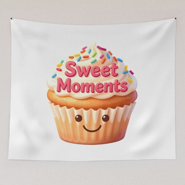 Item preview, A smiling cupcake topped with sprinkles and the words “Sweet Moments” designed and sold by Beleza e Estilo.
