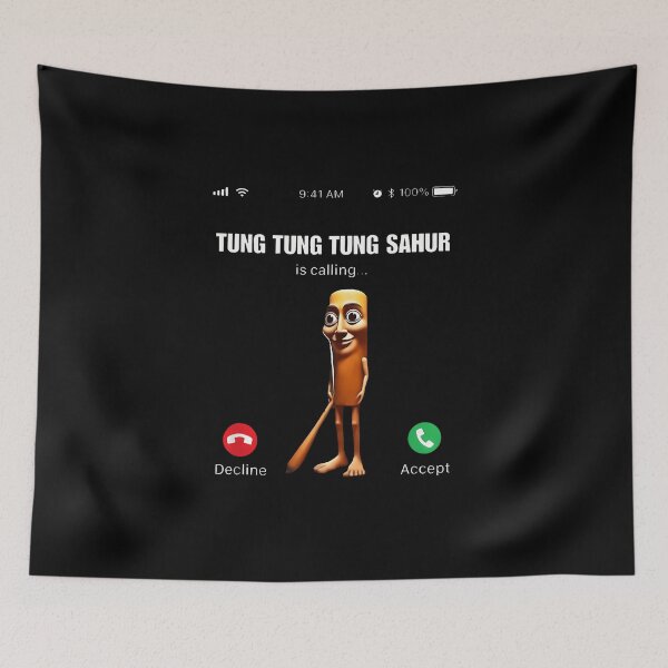Item preview, Tung Sahur Calling Funny Fishing Brainrot Joke Boys Kid Meme designed and sold by TrashyTrashyPc.