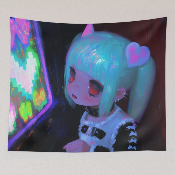 Item preview, Cyber Goth Arcade Demon Girl designed and sold by bubblegoth.