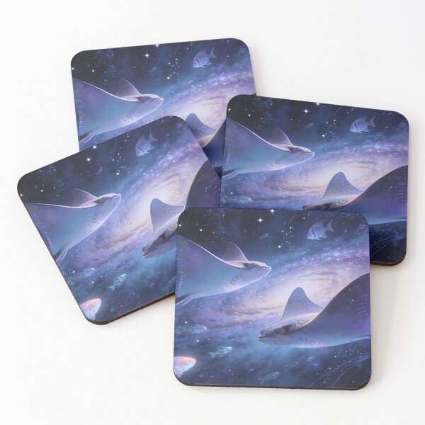 Item preview, Cosmic Stingrays Swimming in the Universe, Dreamy Space Ocean Wall Art Print designed and sold by BlareBlare.