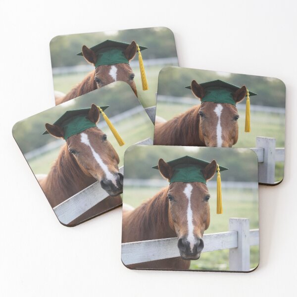 Item preview, Horse Wearing a Green Graduation Cap designed and sold by Maria Dryfhout.
