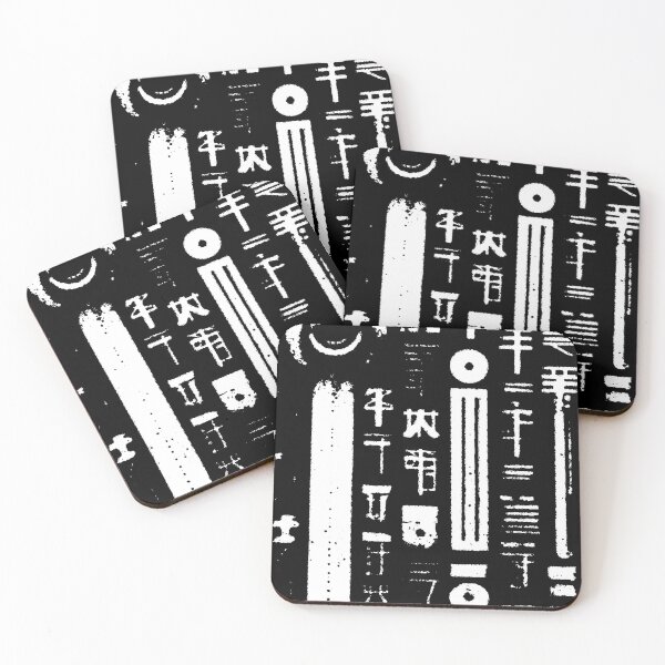 Item preview, Dark eastern hieroglyph ink symbolic pattern. stripes and rings 127sm designed and sold by 127sm.