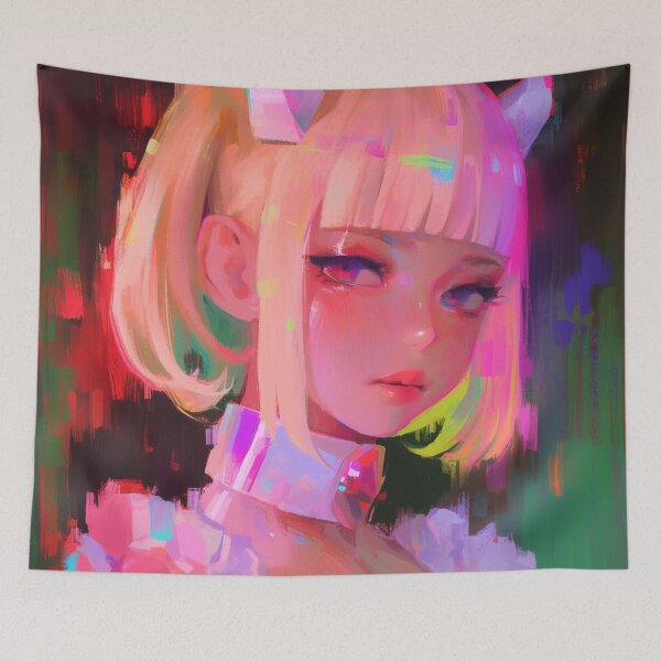 Item preview, Neon Pastel Demon Anime Girl designed and sold by bubblegoth.