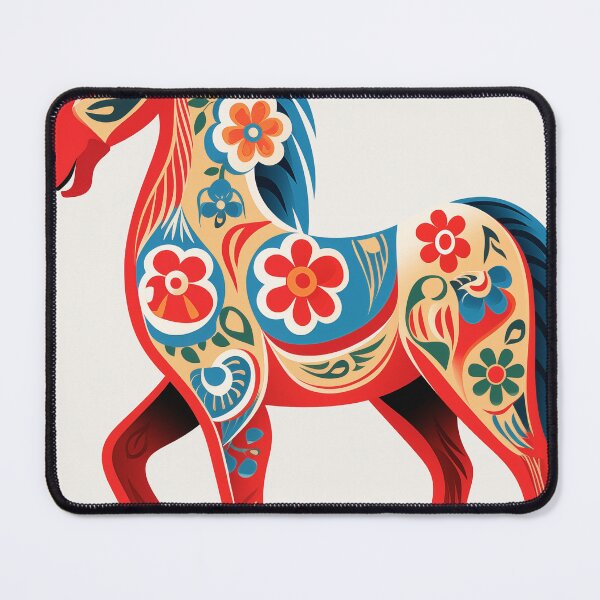 Item preview, Vibrant Swedish Dala Horse - Traditional Folk Art Illustration designed and sold by Anuchartl.
