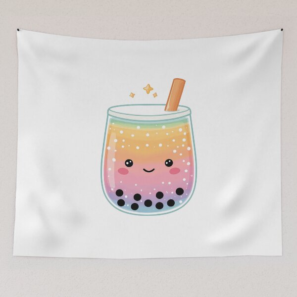 Item preview, Cute Colorful Boba Tea – Kawaii Bubble Tea Illustration designed and sold by BobaBunny76.