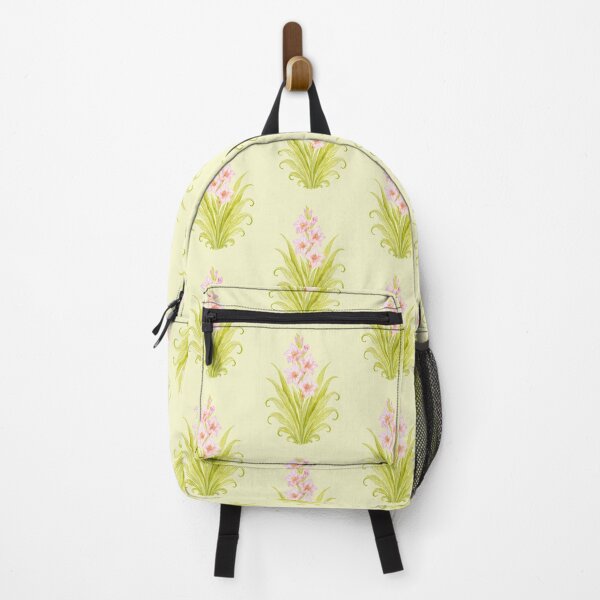 Item preview, Blossom of Quiet Grace – Pink Gladiolus Botanical Illustration - Soft Vintage Yellow Base designed and sold by Piret Victoria Ribas.