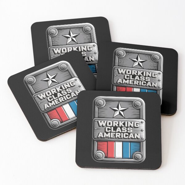 Item preview, Working Class American – Heavy Chrome Industrial Steel Badge designed and sold by OldGloryForge.