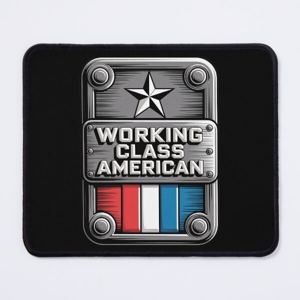 Item preview, Working Class American – Heavy Chrome Industrial Steel Badge designed and sold by OldGloryForge.