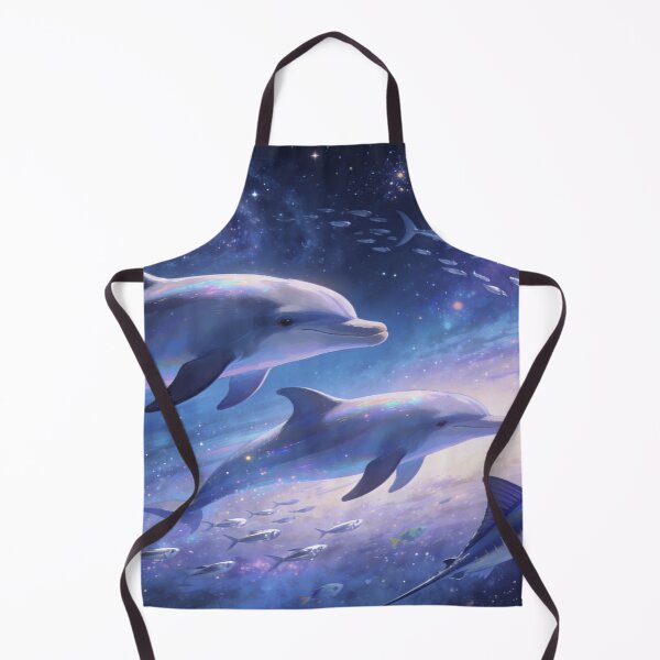 Artikelvorschau, Dolphins Dancing Through the Cosmos, Fantasy Space Ocean Art Print entworfen und verkauft von BlareBlare.