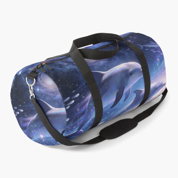Item preview, Dolphins Dancing Through the Cosmos, Fantasy Space Ocean Art Print designed and sold by BlareBlare.
