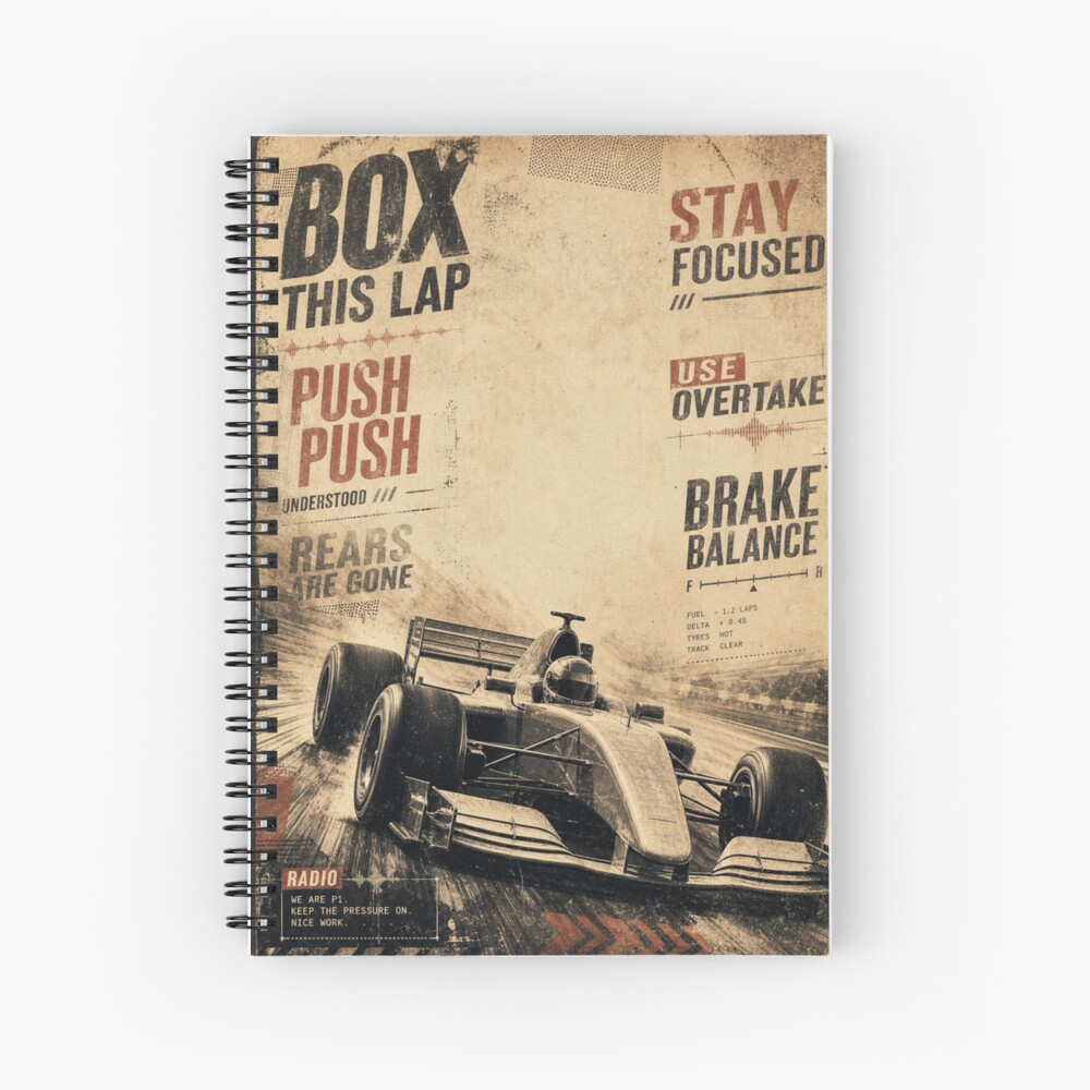 Box This Lap: One Racing Design, On Everything — Spiral Notebook
