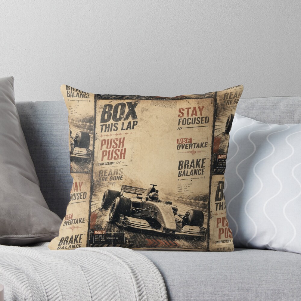 Box This Lap: One Racing Design, On Everything — Throw Pillow