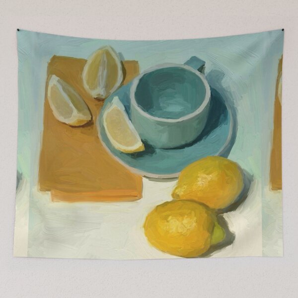 Item preview, blue lemon tea cup designed and sold by valessketch.