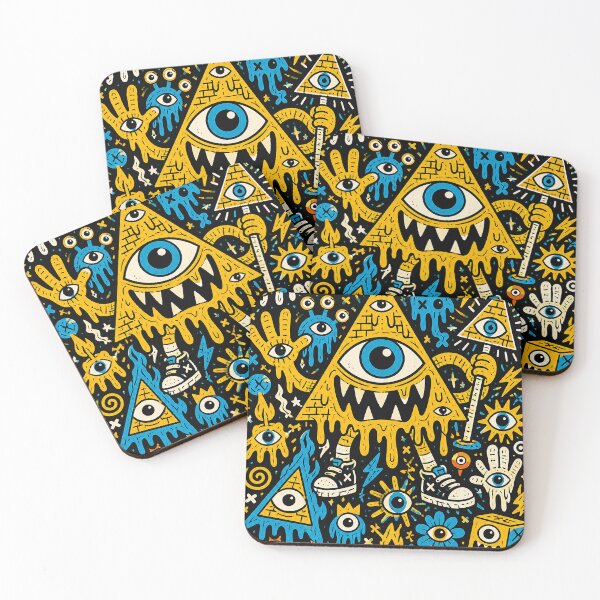 Item preview, Weirdcore Eye Monster Doodle Pattern designed and sold by ZetaDream.
