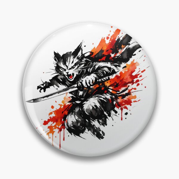 Item preview, Dynamic Ink Splash Ninja Warrior Cat designed and sold by LumePrint.