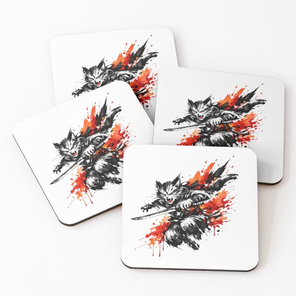 Item preview, Dynamic Ink Splash Ninja Warrior Cat designed and sold by LumePrint.