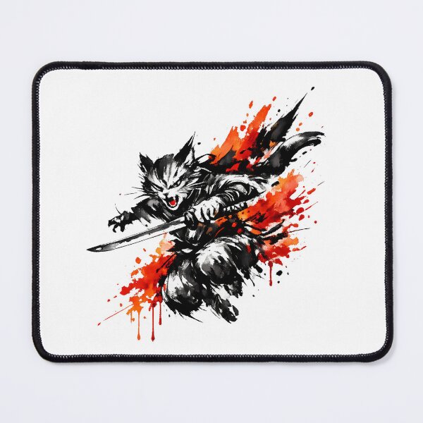 Item preview, Dynamic Ink Splash Ninja Warrior Cat designed and sold by LumePrint.