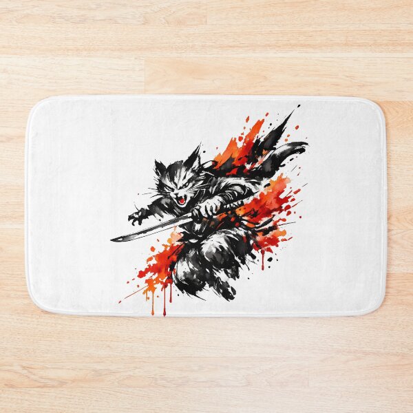 Item preview, Dynamic Ink Splash Ninja Warrior Cat designed and sold by LumePrint.