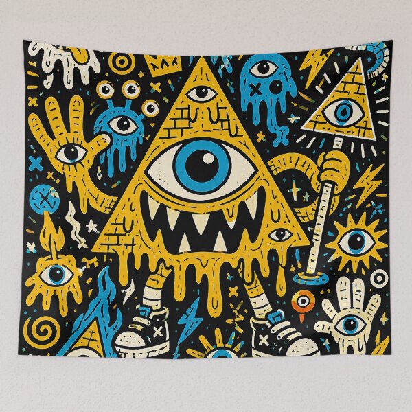 Item preview, Weirdcore Eye Monster Doodle Pattern designed and sold by ZetaDream.
