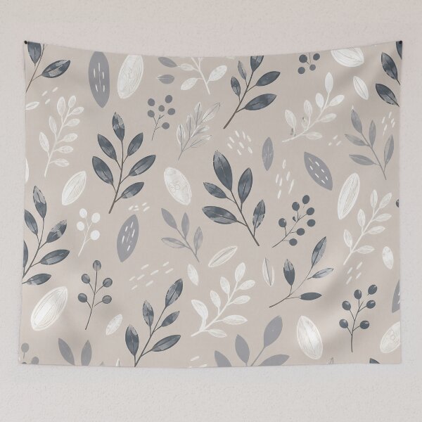 Item preview, Taupe Gray Botanical Pattern – Minimal Leaf & Berry Design designed and sold by MyTutina.
