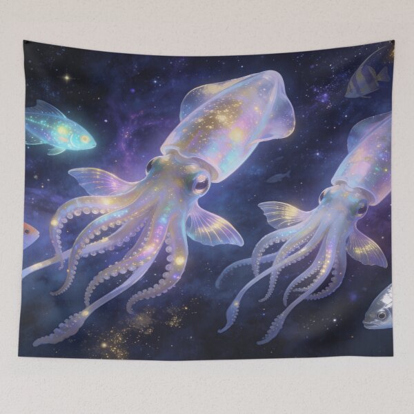 Item preview, Giant Squids in Deep Space, Mystical Universe Marine Wall Decor designed and sold by BlareBlare.