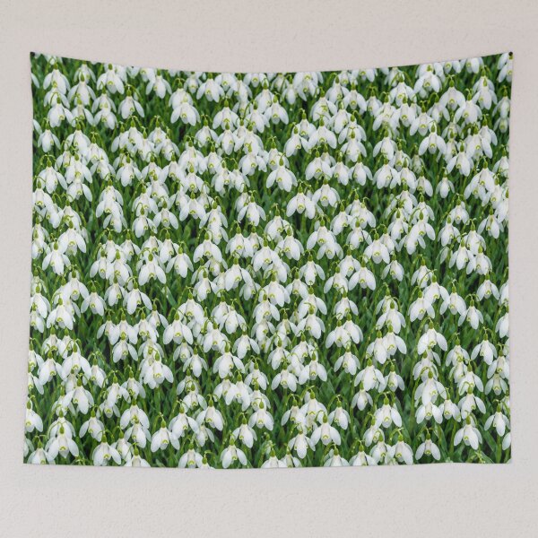 Item preview, White Snowdrop Flower Field Wallpaper designed and sold by IntelliMindDesigns.
