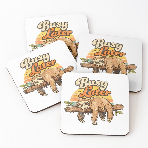 Item preview, Busy Later – Relaxed Sloth Retro Vintage Design designed and sold by TelaMental.
