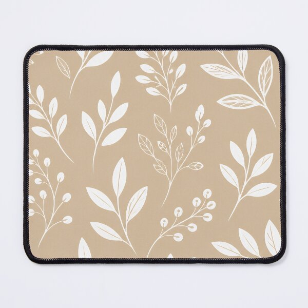 Item preview, Neutral Botanical Pattern – Elegant White Leaf Design on Tan Background designed and sold by MyTutina.