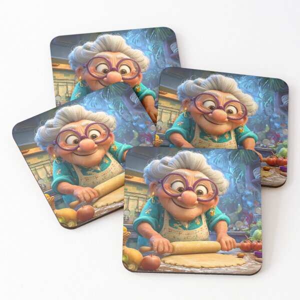 Item preview, Cheerful Grandma Baking in a Colorful Kitchen Scene designed and sold by Artessie.