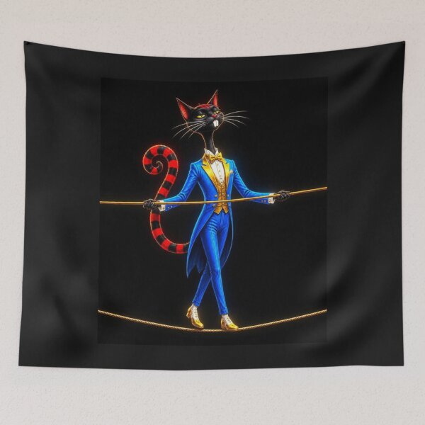 Item preview, Elegant Black Cat Tightrope Walker designed and sold by ZunZunArt.