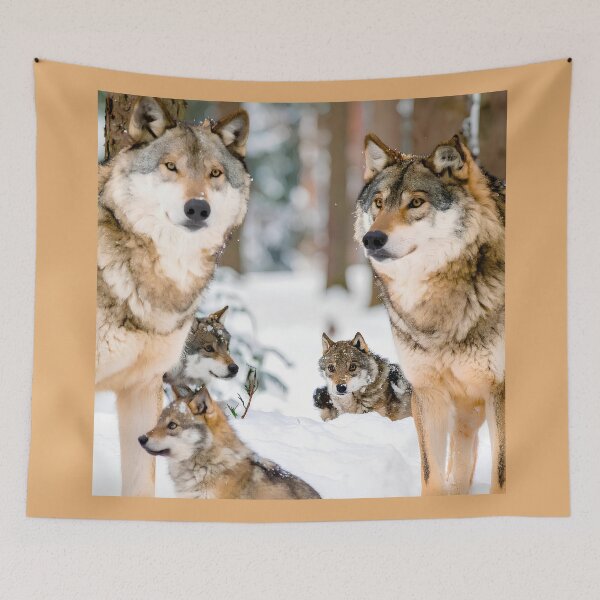 Item preview, Wolf family in Siberia snow designed and sold by Creative Visualize.
