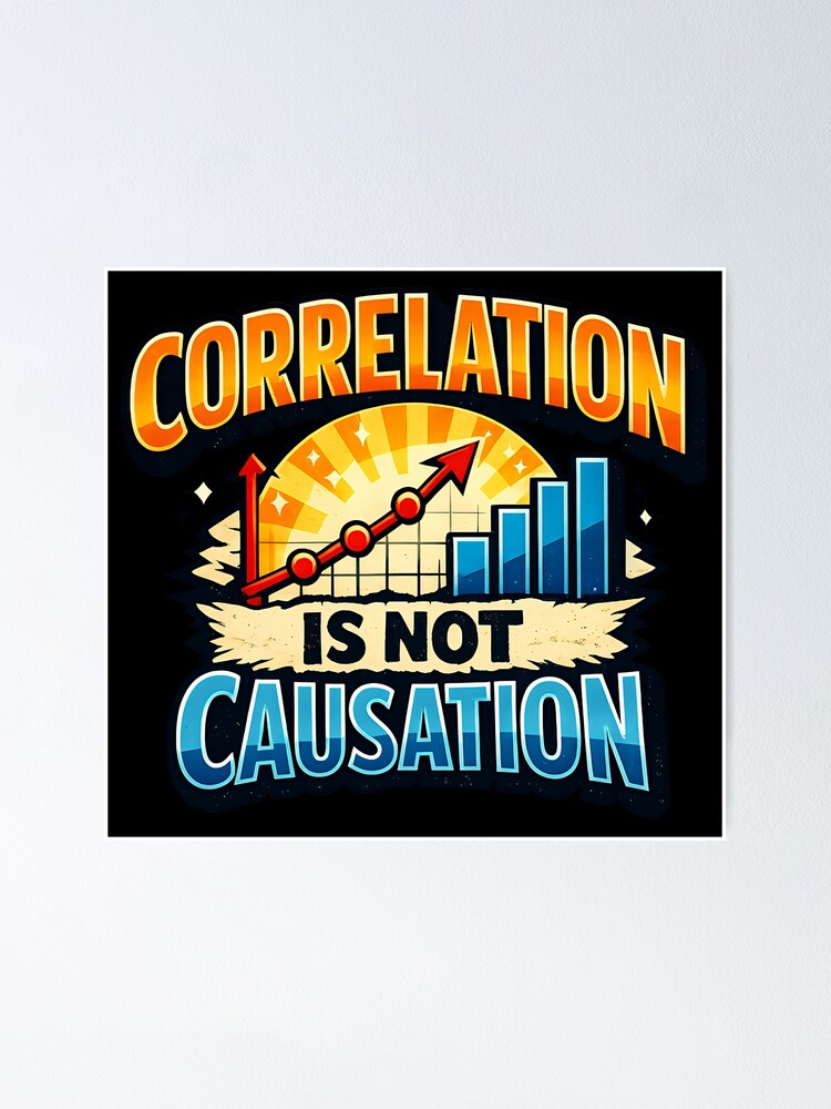 Thumbnail 1 of 3, Poster, Correlation Is Not Causation Data Science Statistics Humor Design designed and sold by TeeTimeTreasure.