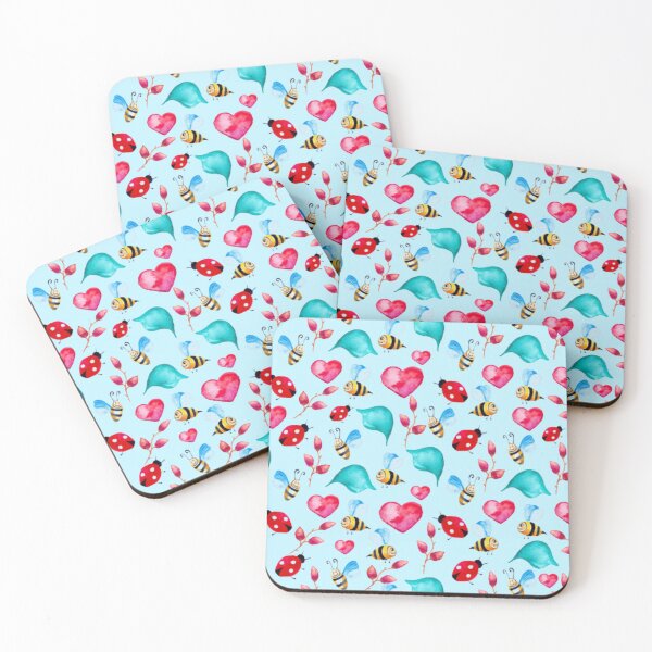 Item preview, Hearts and Bees Pattern designed and sold by Dew Drop Designs.