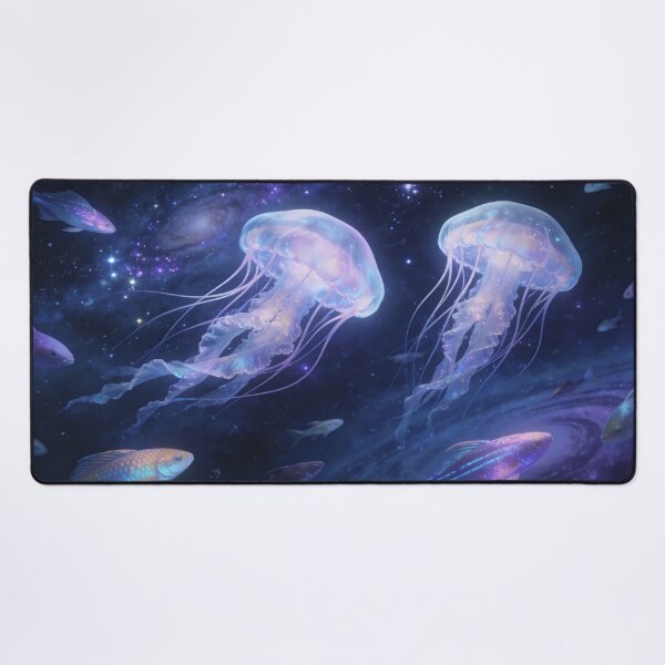 Artikelvorschau, Glowing Jellyfish in Galaxy Waters, Ethereal Cosmic Ocean Artwork entworfen und verkauft von BlareBlare.