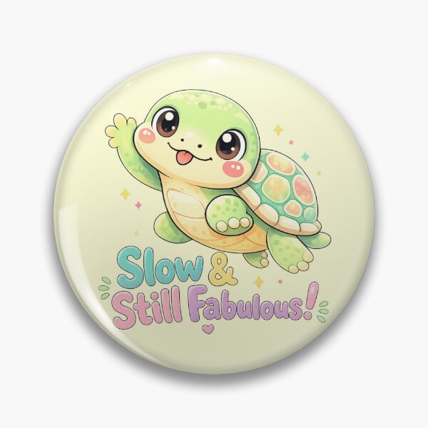 Item preview, Pastel Cute Turtle “Slow & Still Fabulous” Kawaii Animal Sticker designed and sold by Nusha Creations.
