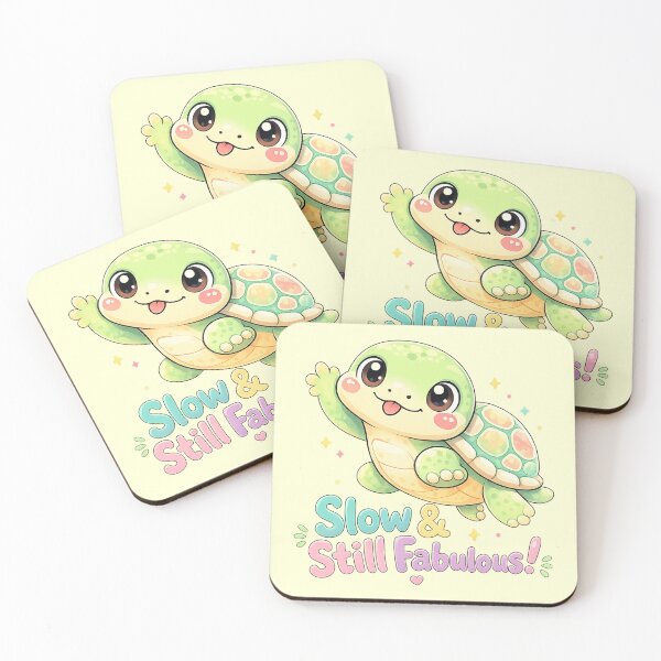 Item preview, Pastel Cute Turtle “Slow & Still Fabulous” Kawaii Animal Sticker designed and sold by Nusha Creations.