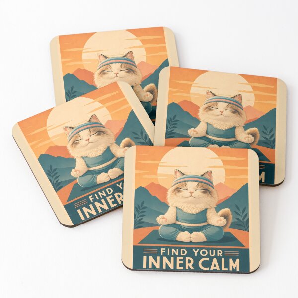 Item preview, Find Your Inner Calm: Retro Sunset Meditation designed and sold by CataosMeow.