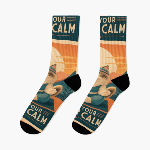 Item preview, Find Your Inner Calm: Retro Sunset Meditation designed and sold by CataosMeow.