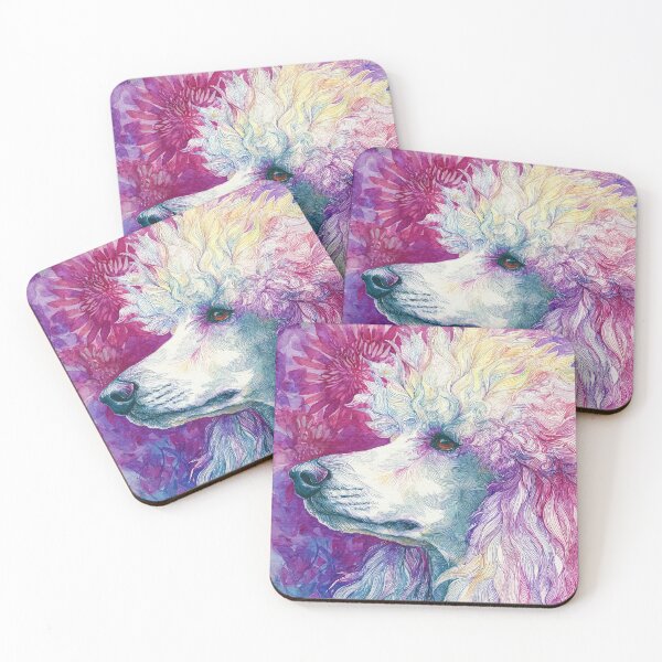Item preview, Watercolor Poodle Portrait with Floral Pink and Purple Background designed and sold by RyanPhamDesigns.