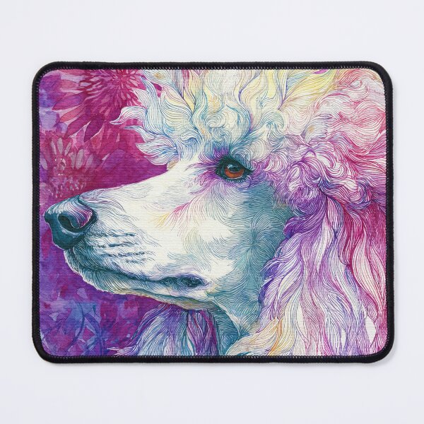 Item preview, Watercolor Poodle Portrait with Floral Pink and Purple Background designed and sold by RyanPhamDesigns.